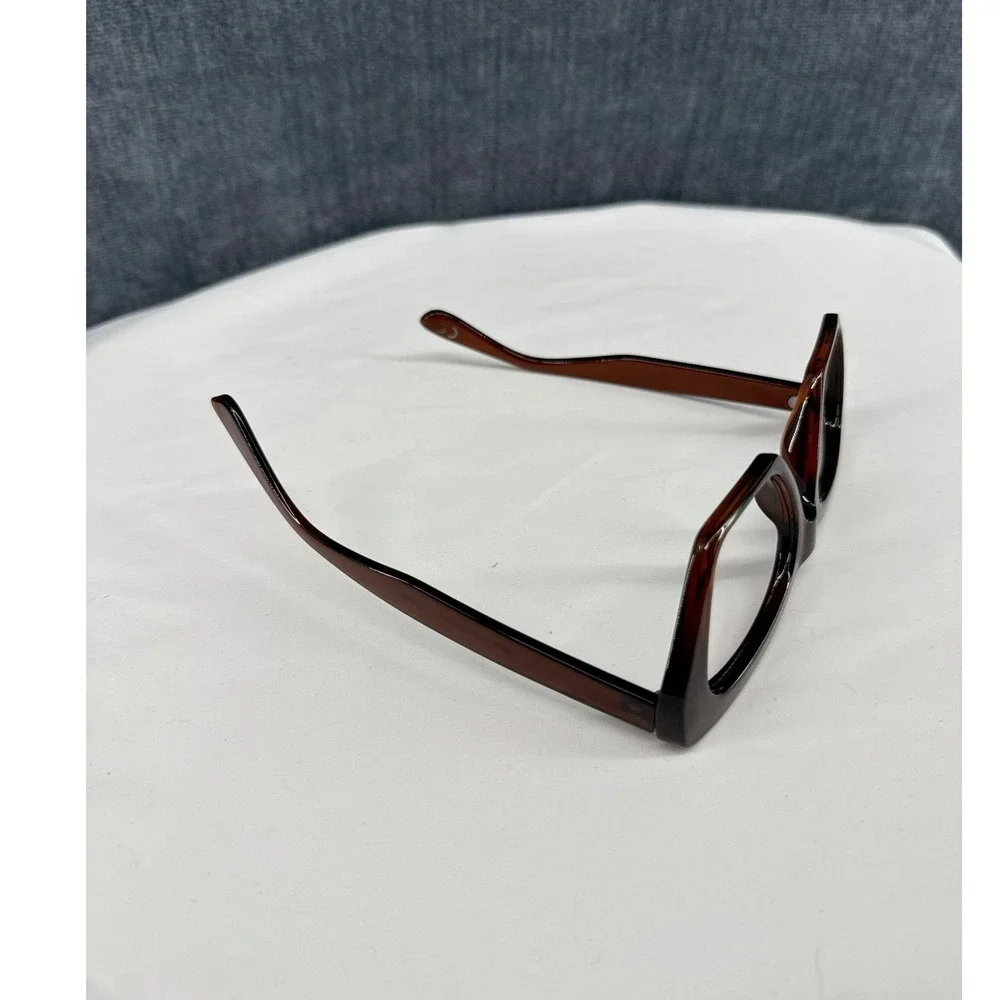 Geometric Eyeglass Frames Women Brown Acetate Oversized Retro SR0821